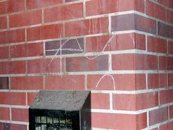 Grafitti on the side of Helser Hall, January 2003
