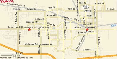 Location of Ames's Hy-Vee Stores