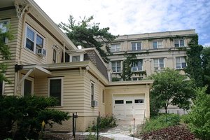 The rear of Sloss House with Curtiss Hall on the above right