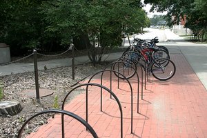 The bike racks south of Marston Hall