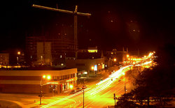 At night, south of Lake LaVerne.